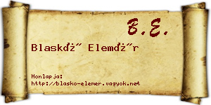 Blaskó Elemér névjegykártya
