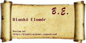 Blaskó Elemér névjegykártya
